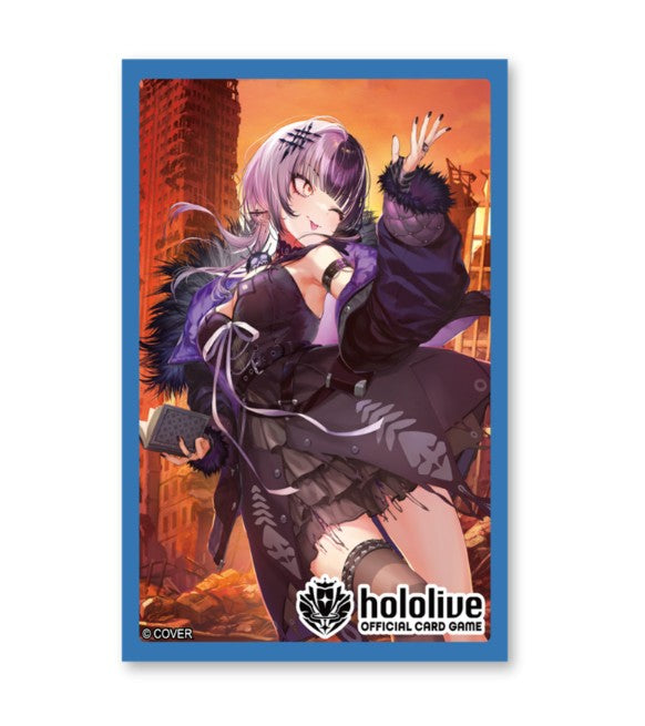 Hololive Official Card Game kortlommer med Shiori Novella – lavendelhåret figur i gotisk antrekk mot solnedgang, blå kant