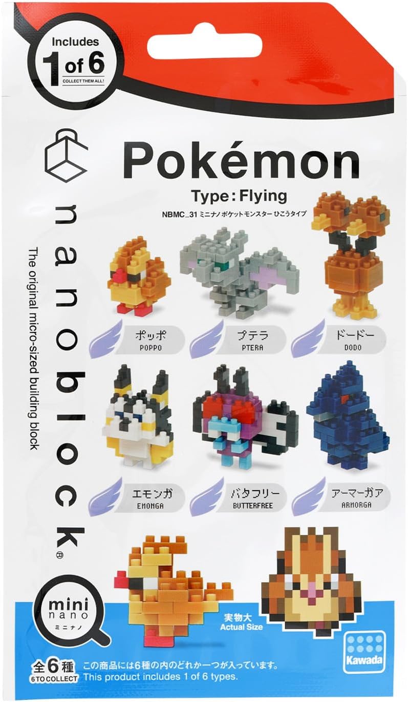 Pokemon Nanoblock Mini Flying Type (6 stk) Figurer