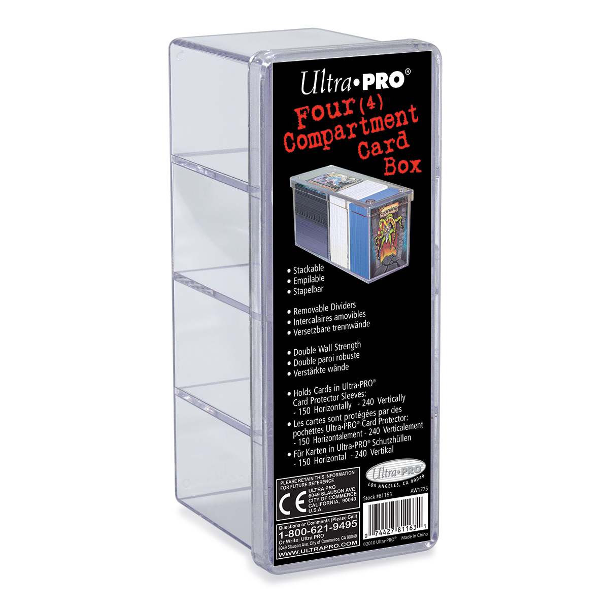 Ultra Pro 4-Compartment Card Storage Box - Clear