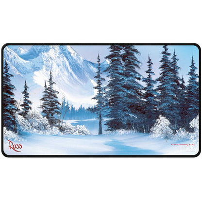 Bob Ross - Winter Paradise Black Stitched Playmat for Tabletop Gaming