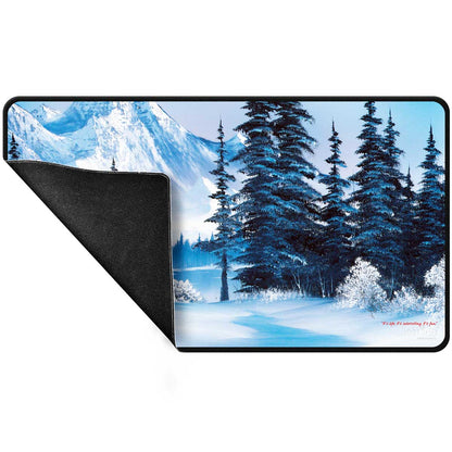 Bob Ross - Winter Paradise Black Stitched Playmat for Tabletop Gaming