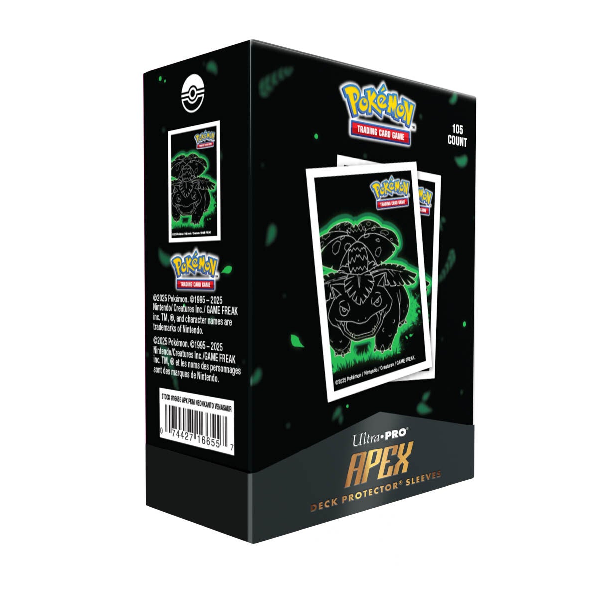 Ultra Pro Pokemon Neon Kanto 105ct Apex Deck Protector Sleeves Venusaur