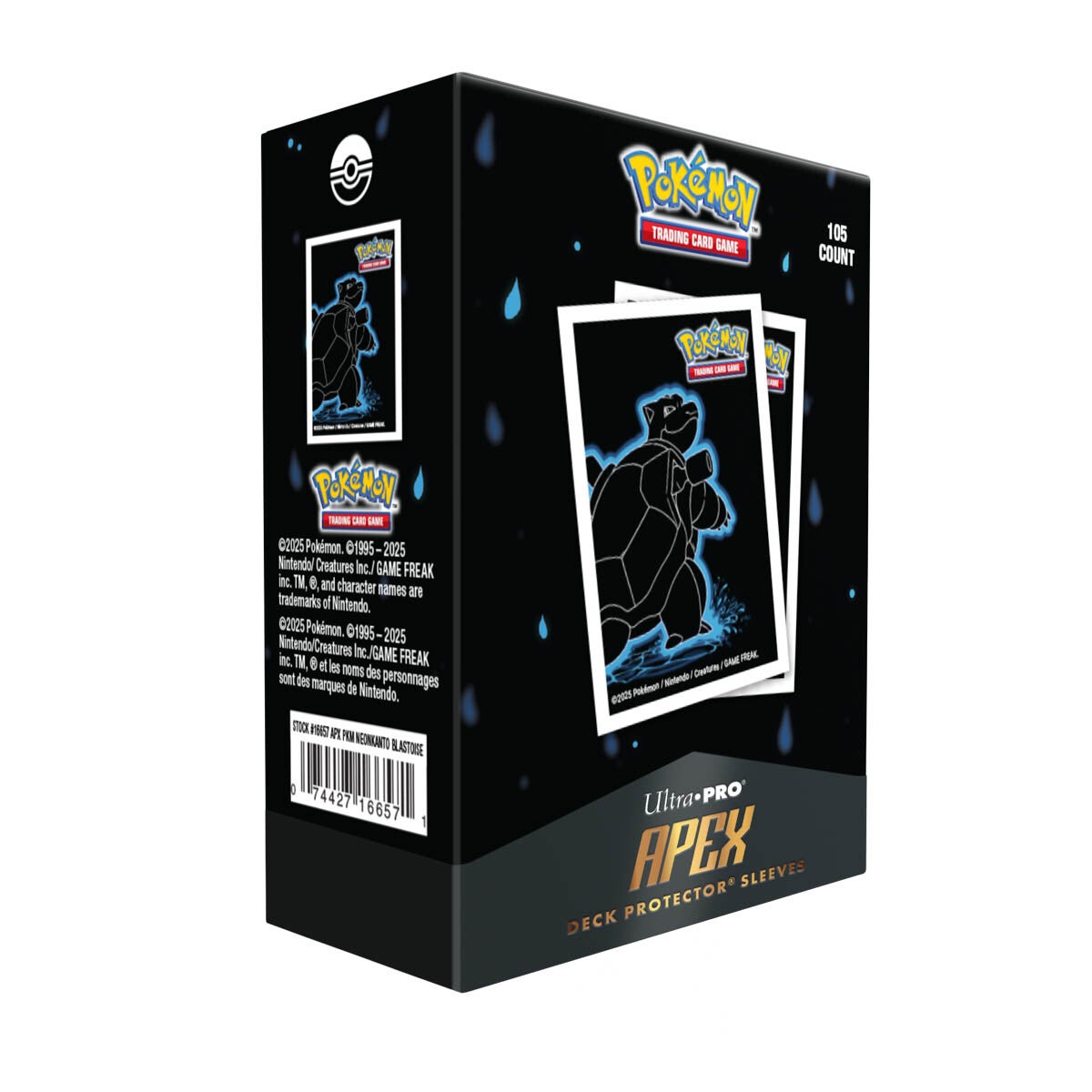 Ultra Pro Pokemon Neon Kanto 105ct Apex Deck Protector Sleeves Blastoise
