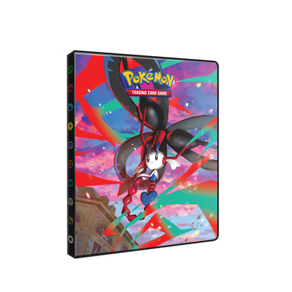 Ultra Pro Mega Evolution Chaos Rising 4-Pocket Portfolio sett fra siden, med Mega Floette på forsiden