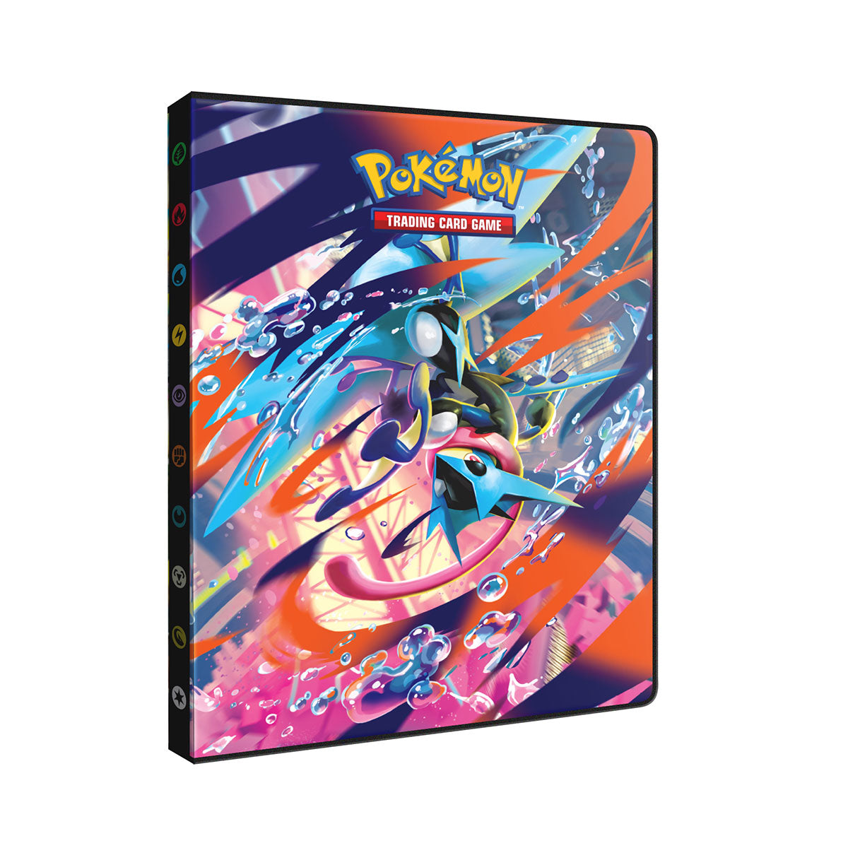 Ultra Pro 9-lommers portfolio fra Chaos Rising sett i vinkel, med Mega Greninja på forsiden