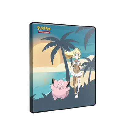 Ultra Pro 4-lommers portfolio med Lillie og Clefairy sett skrått fra siden