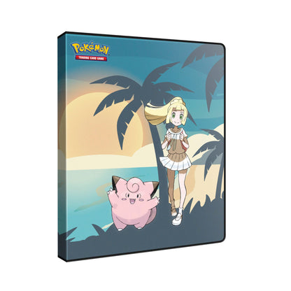Ultra Pro 9-lommers portfolio med Lillie og Clefairy sett skrått fra siden