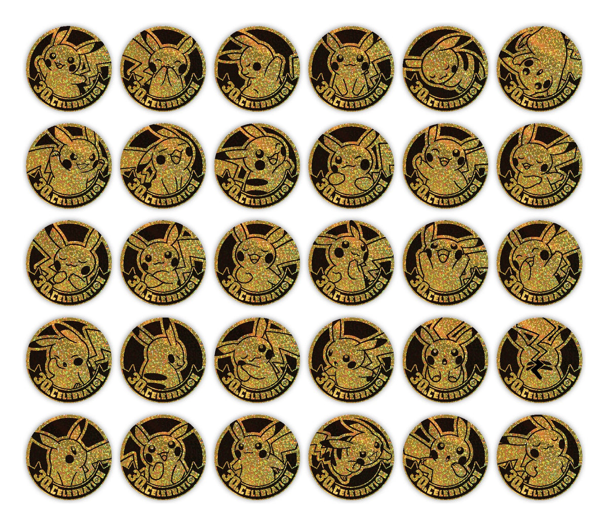 De 30 Pikachu-myntdesignene i den sjeldne hidden-utgaven med gullglitter