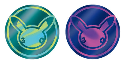 To Pokemon-mynter med Pikachu-motiv i grønn og lilla utgave