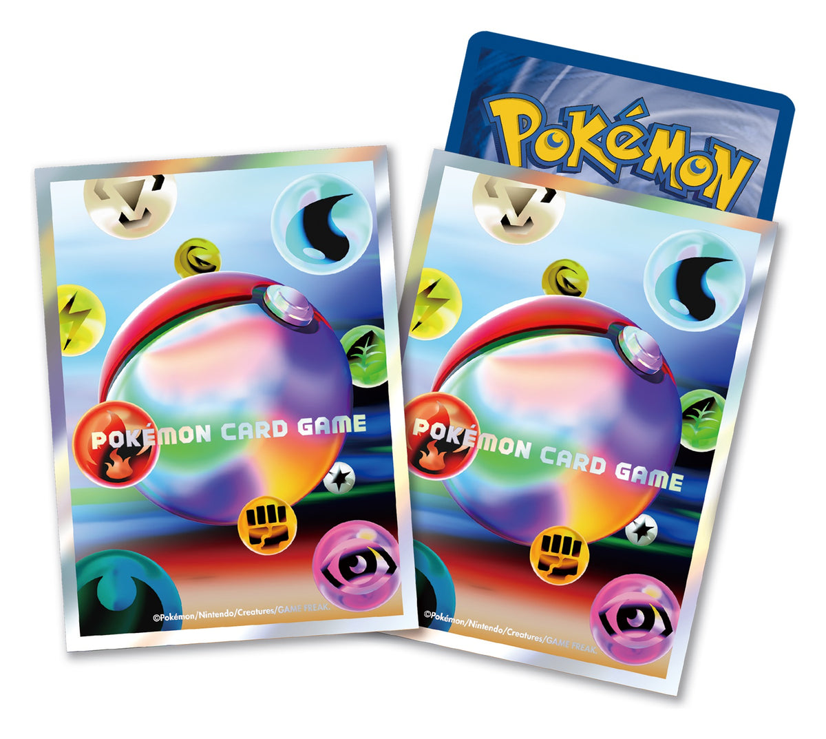 Sleeves med Poke Ball og energisymboler i YOSHIROTTEN-design