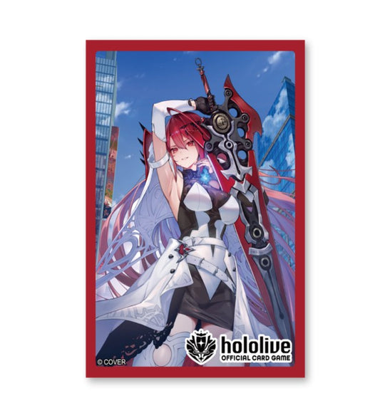 Hololive Official Card Game kortlommer med Elizabeth Rose Bloodflame – rødhåret figur med stort mekanisk sverd, rød kant