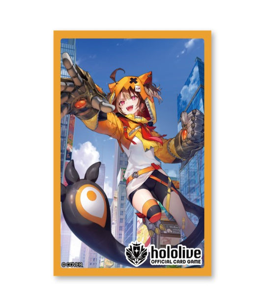 Hololive Official Card Game kortlommer med Gigi Murin – oransje hettegenser med kattører og spekkhogger-hale, oransje kant