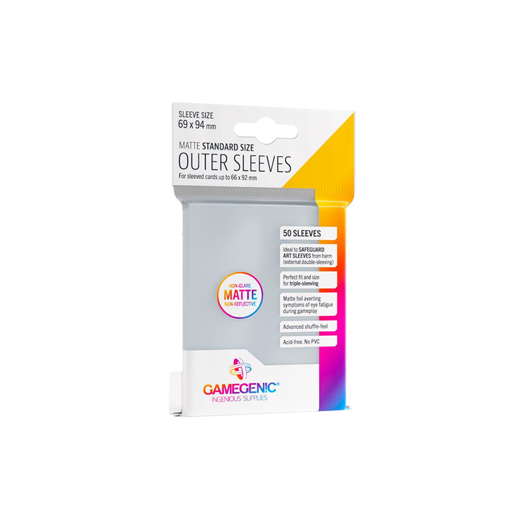 Gamegenic Matte Outer Sleeves-pakke (50 stk), 69×94 mm, klar matt overflate – for allerede sleevede kort