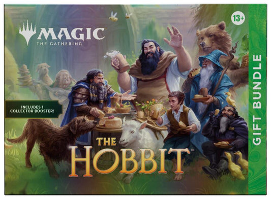 Magic The Gathering The Hobbit Gift Bundle eske med gjestebud-artwork, inkluderer 1 Collector Booster