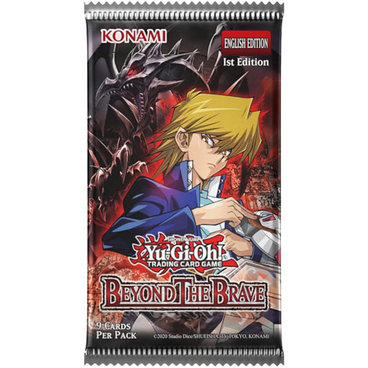 Yu-Gi-Oh! Beyond the Brave booster pakke med 9 kort, Joey Wheeler og en svart drage på pakkekunsten