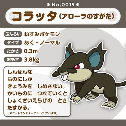 Pokemon Center Japan Alolan Rattata Fit Plush