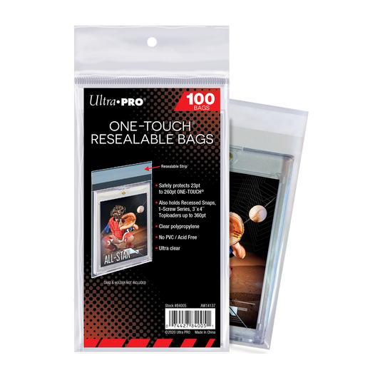 Ultra Pro One Touch gjenlukkbare poser, pakke med 100 stk