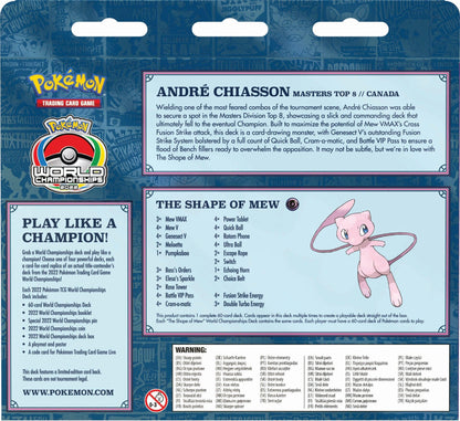 Baksiden av esken med André Chiassons historie og kortlisten til The Shape of Mew
