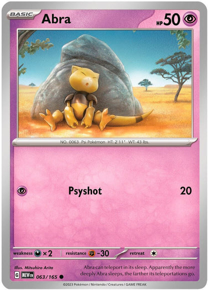 Abra foilkort 063/165 med Psyshot, følger med i boksen