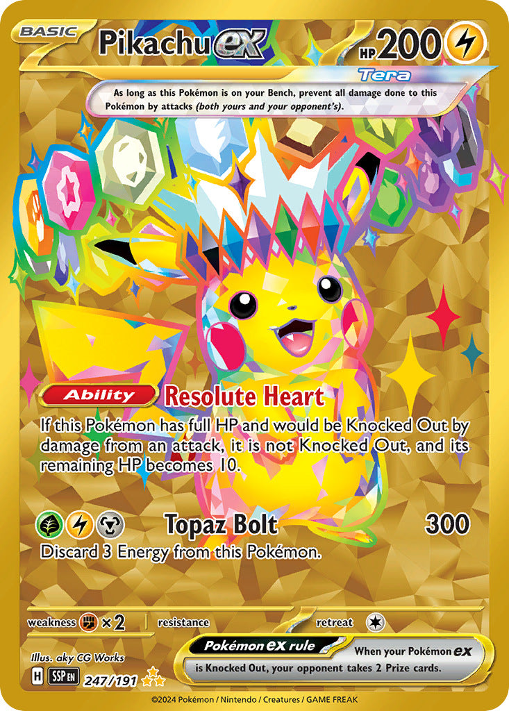 Pikachu ex Hyper Rare 247/191 – gullversjonen av settets Pikachu ex