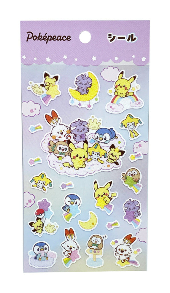 Pokemon Sticker PokePeace - Starry Sky, klistremerkeark med Pikachu og flere Pokemon i stjernehimmel-motiv