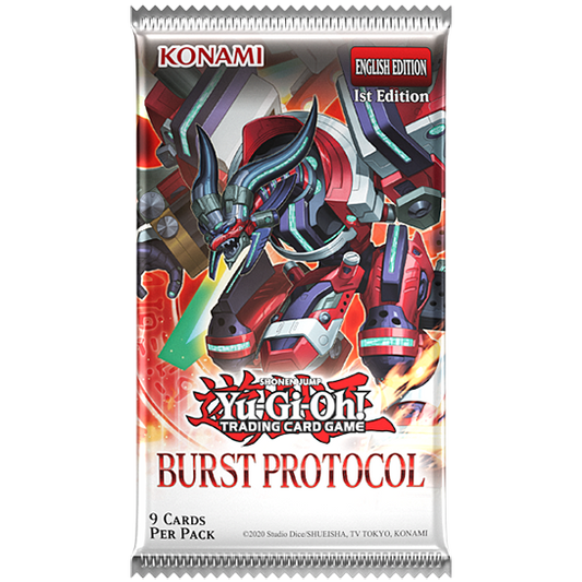 Yu-Gi-Oh! Burst Protocol booster pakke med 9 kort, mekanisk drage på pakkekunsten
