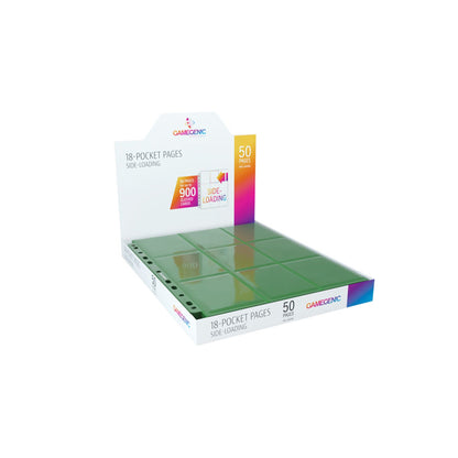 Gamegenic Sideloading 18-Pocket Pages (50) display-eske i grønt med 50 ark