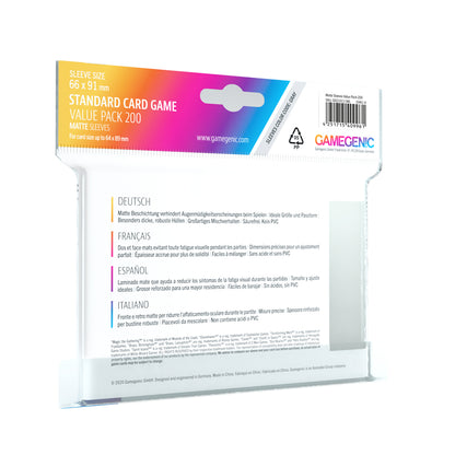 Gamegenic Standard Value Pack Matte Clear Sleeves (200)