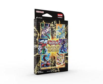 Yu-Gi-Oh! Magnificent Monsters Box sett skrått forfra, med seks monsterkort avbildet på forsiden