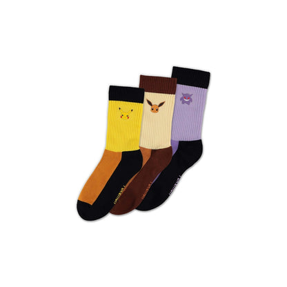 Pokemon Crew Socks (Pikachu, Eevee & Gengar)