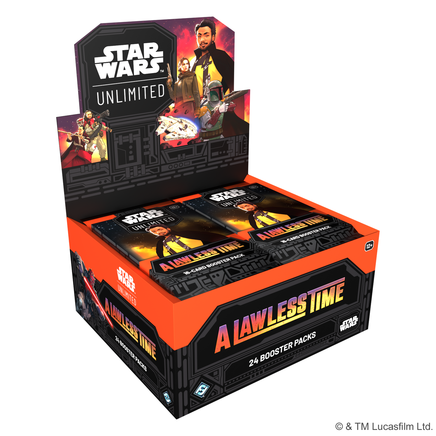 Star Wars Unlimited A Lawless Time Booster Box – åpen display med 24 booster pakker