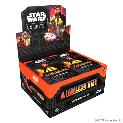 Star Wars Unlimited A Lawless Time Booster Box – åpen display med 24 booster pakker