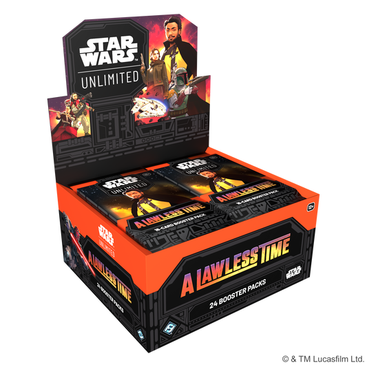 Star Wars Unlimited A Lawless Time Booster Box – åpen display med 24 booster pakker