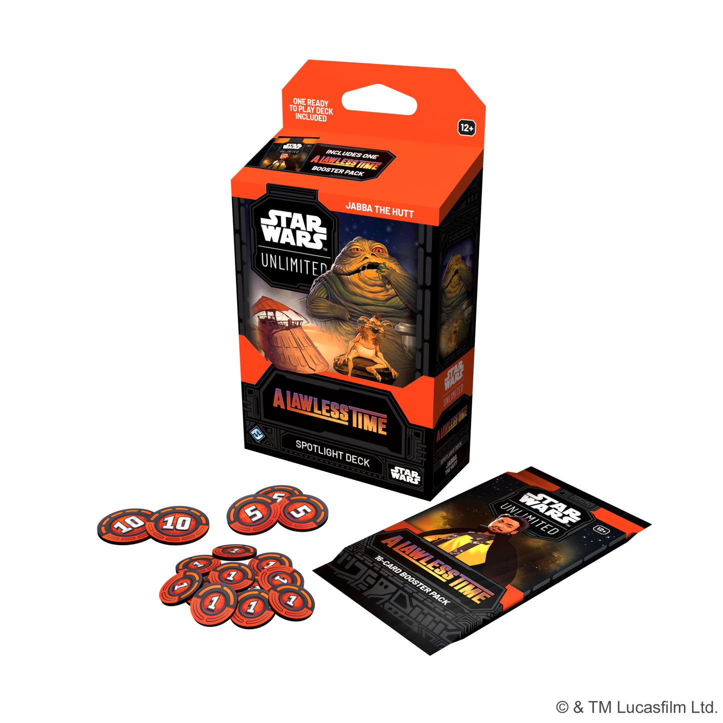 Jabba the Hutt Spotlight Deck med damage counters og booster pakke