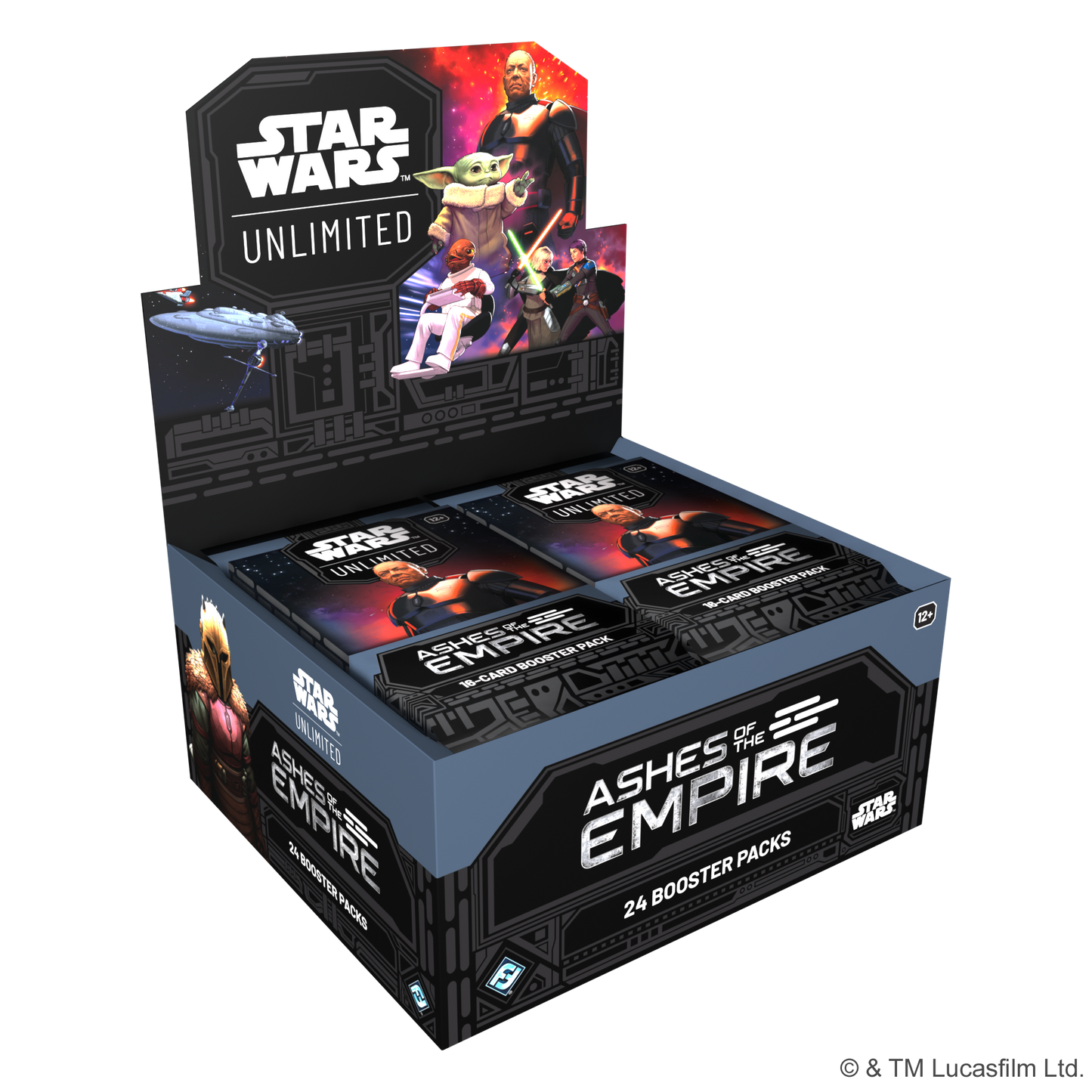 Star Wars Unlimited Ashes of the Empire Booster Box – åpen display med 24 booster pakker