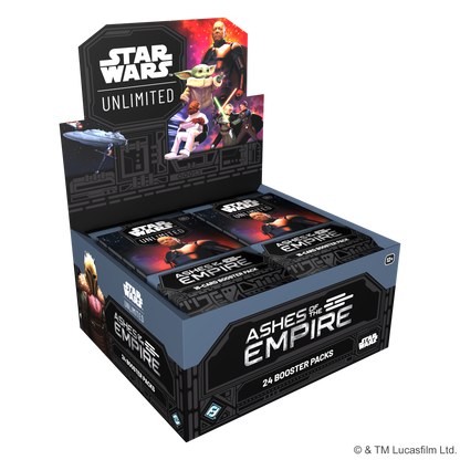 Star Wars Unlimited Ashes of the Empire Booster Box – åpen display med 24 booster pakker