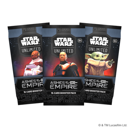 Tre Ashes of the Empire booster pakker med Admiral Ackbar, Moff Gideon og Grogu