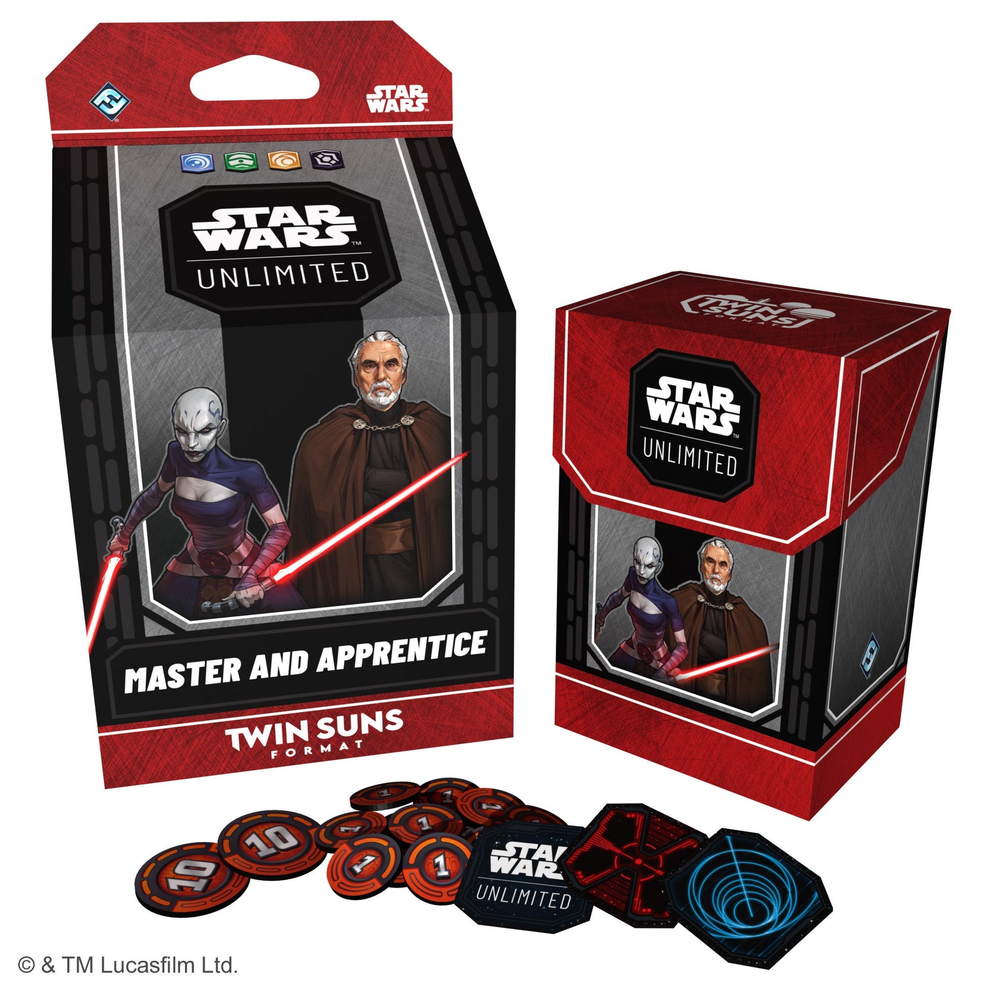 Master and Apprentice Twin Suns Deck med Count Dooku og Asajj Ventress, med deck box og tokens