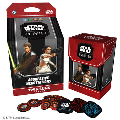Aggressive Negotiations Twin Suns Deck med Anakin Skywalker og Padmé Amidala, med deck box og tokens