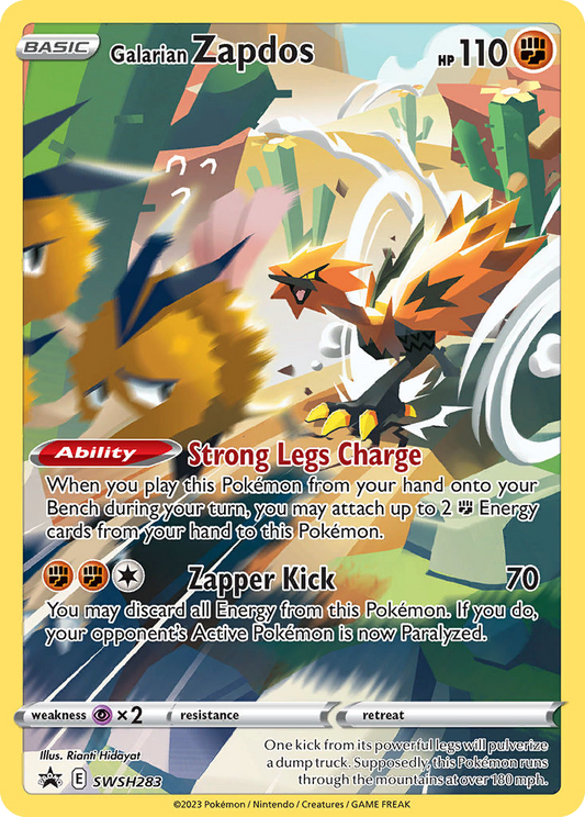 Galarian Zapdos SWSH283 Black Star Promo kort