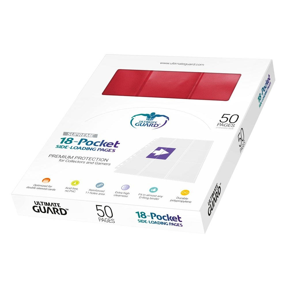 Ultimate Guard 18-Pocket Pages Side-Loading Red (50 stk)