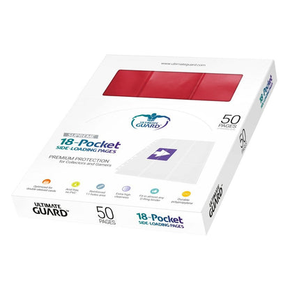 Ultimate Guard 18-Pocket Pages Side-Loading Red (50 stk)