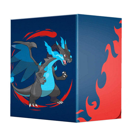 Ultra Pro Pokemon Mega Charizard X 100+ deck box i mørkeblått med rød flammedetalj