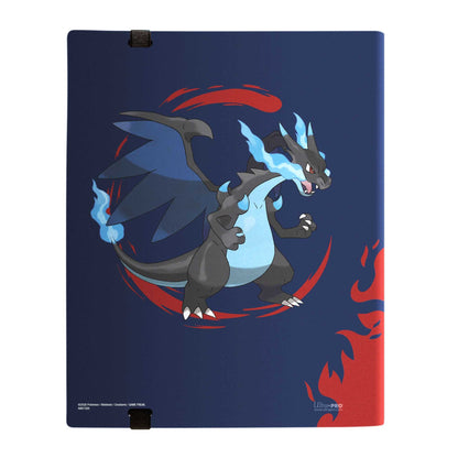 Baksiden av Ultra Pro PRO-Binder med Mega Charizard X på blå bunn