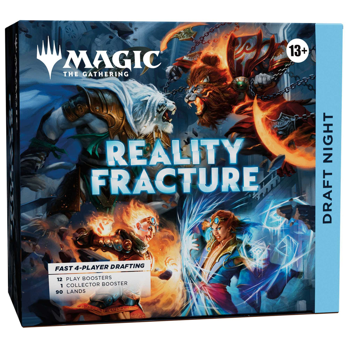 Magic The Gathering Reality Fracture Draft Night-eske for fire spillere med 12 Play Boosters, 1 Collector Booster og 90 lands