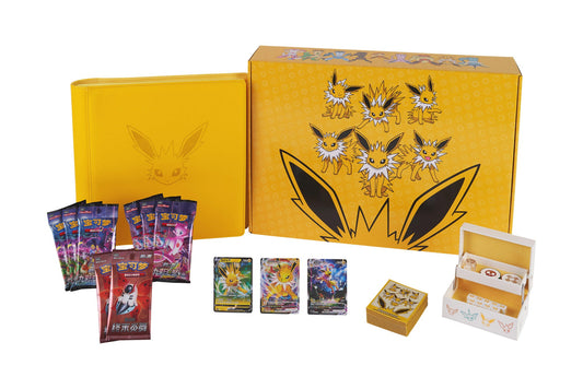 Pokemon Nine Colors Gathering Kinesisk Advanced Gift Box Jolteon – hele innholdet: eske, binder, kort, sleeves og booster pakker