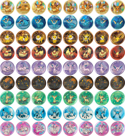 Pokemon Terastal Gathering Kinesisk Badge Box – alle 72 vanlige merker, 8 per Eevee-utvikling
