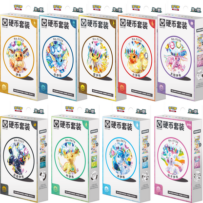 Pokemon Terastal Gathering Coin Set (kinesisk) – alle 9 Eevee-utvikling-variantene av esken