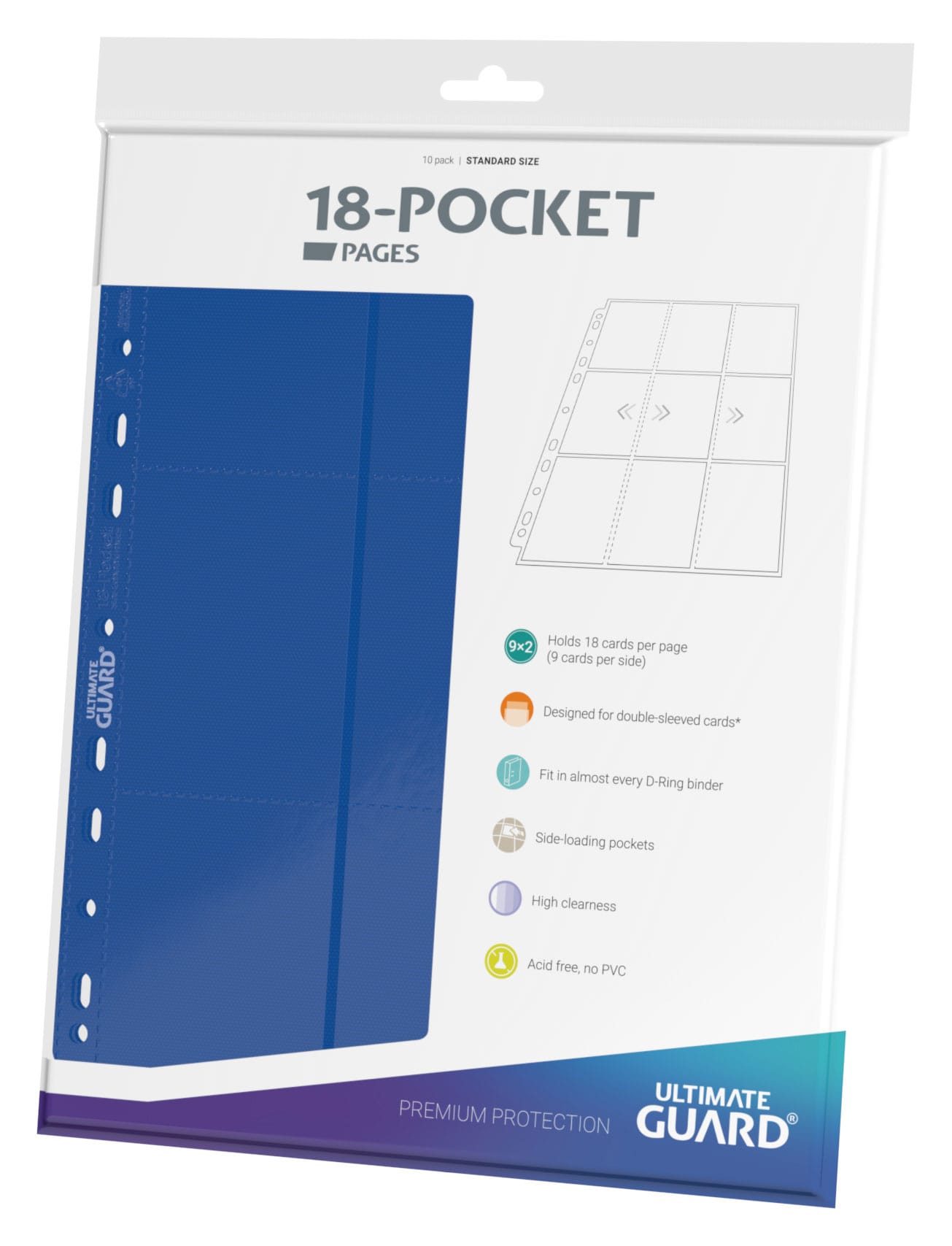 Ultimate Guard 18-Pocket Pages Side-Loading (10 stk) - Blue