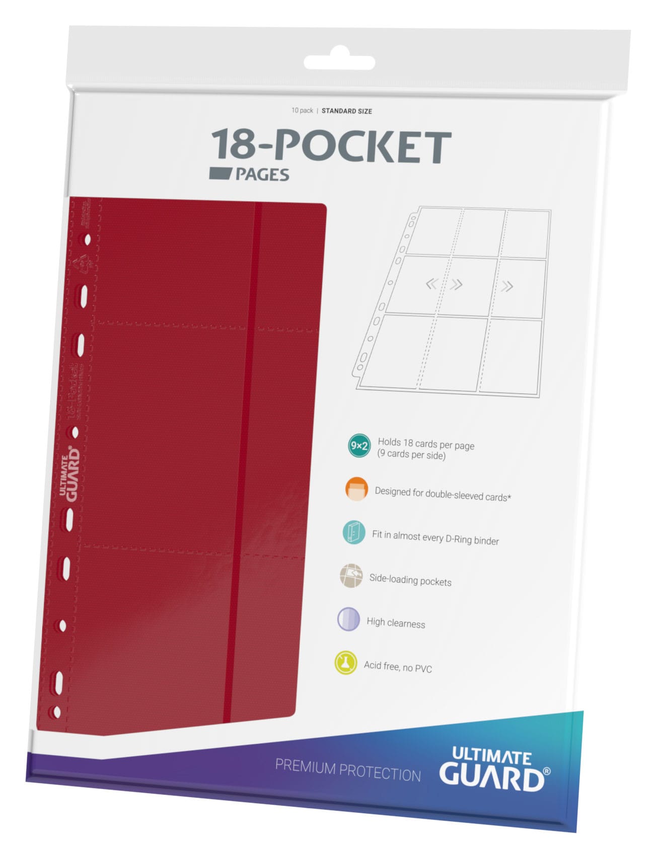 Ultimate Guard 18-Pocket Pages Side-Loading (10 stk) - Red